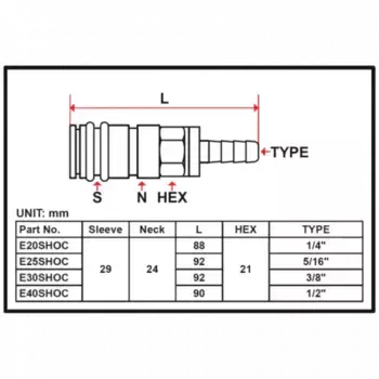 ПНЕВМОРАЗЪЁМ КОМПОЗИТНЫЙ 12ММ. E40SHOC LICOTA