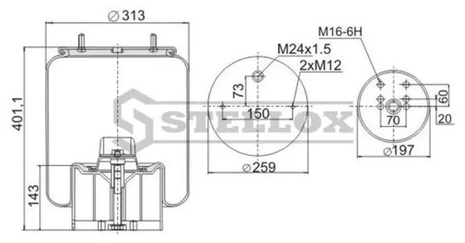 Пневмоподушка STELLOX 90-49612-SX