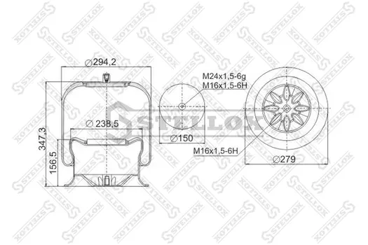 Пневмоподушка STELLOX 90-47573-SX