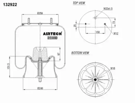 Пневмоподушка AIRTECH 32619KPP