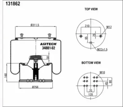 Пневмоподушка AIRTECH 34881-01K
