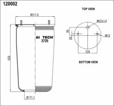 Пневмоподушка AIRTECH 3725P