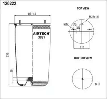 Пневмоподушка AIRTECH 3881P