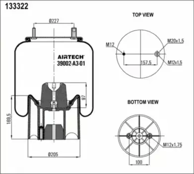 Пневмоподушка AIRTECH 39002-A3-01KPP