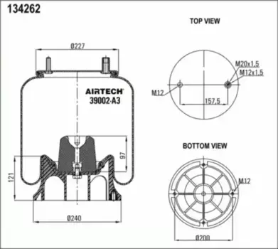 Пневмоподушка AIRTECH 39002-A3-08KPP