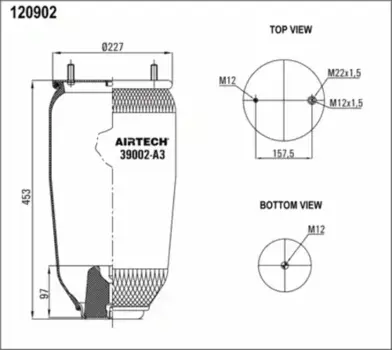 Пневмоподушка AIRTECH 39002-A3P