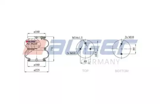 Пневмоподушка AUGER AU 34225-2P04