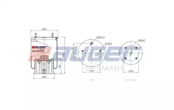 Пневмоподушка AUGER AU 342924-KP
