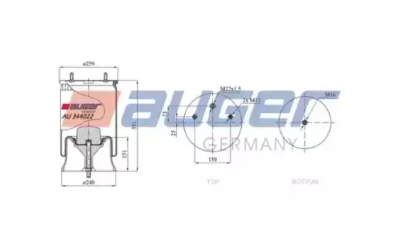 Пневмоподушка AUGER AU 344022-KP05