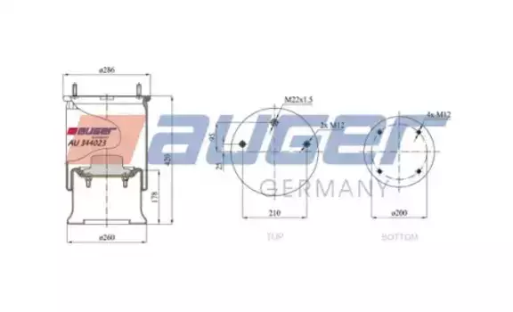 Пневмоподушка AUGER AU 344023-K