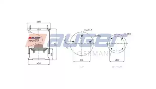 Пневмоподушка AUGER AU 344810-K05