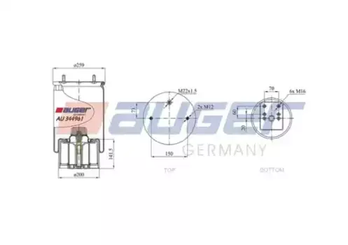 Пневмоподушка AUGER AU 344961-KP