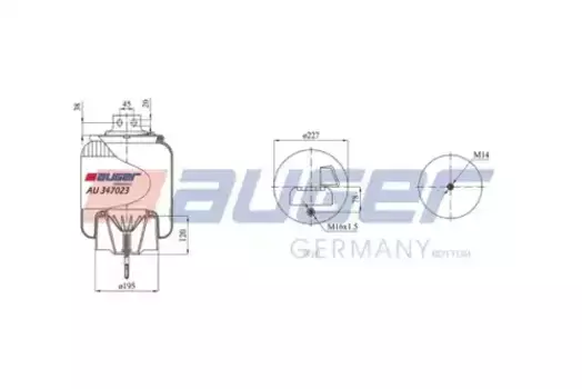 Пневмоподушка AUGER AU 347023-KP03