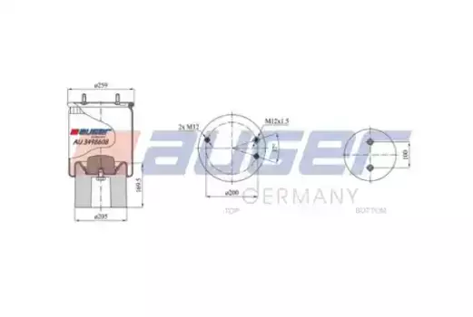 Пневмоподушка AUGER AU 3498608-KP