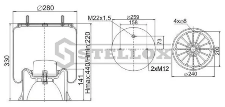 Пневмоподушка STELLOX 90-40042-SX