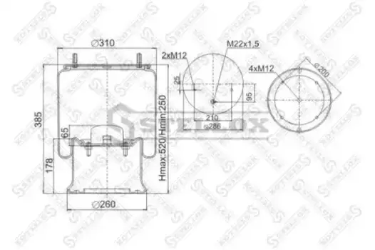 Пневмоподушка STELLOX 90-40231-SX