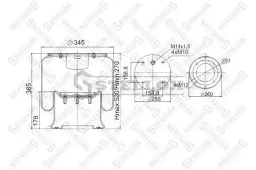 Пневмоподушка STELLOX 90-48131-SX