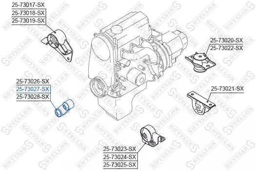 Подушка крепления двигателя STELLOX 25-73027-SX