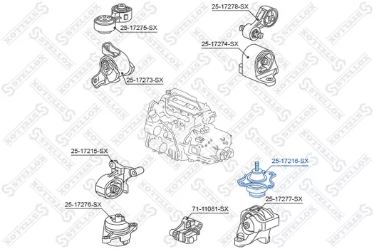 Подушка крепления двигателя STELLOX 25-17216-SX