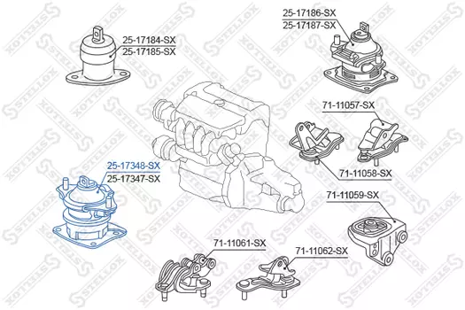 Подушка крепления двигателя STELLOX 25-17348-SX