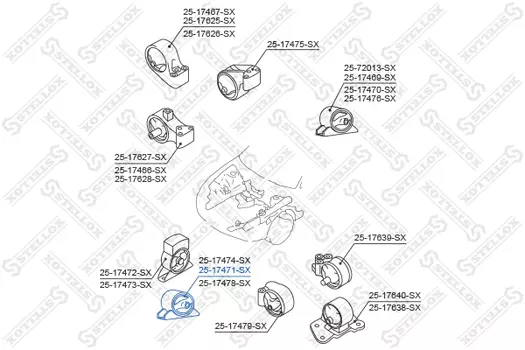 Подушка крепления двигателя STELLOX 25-17471-SX