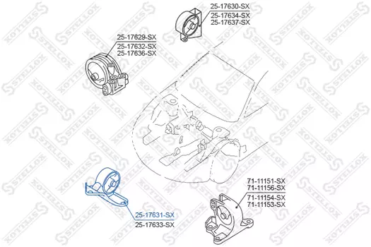 Подушка крепления двигателя STELLOX 25-17631-SX