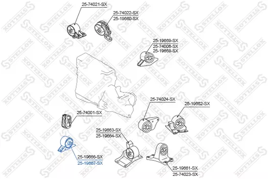 Подушка крепления двигателя STELLOX 25-19667-SX