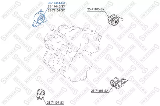 Подушка крепления двигателя STELLOX 25-17444-SX