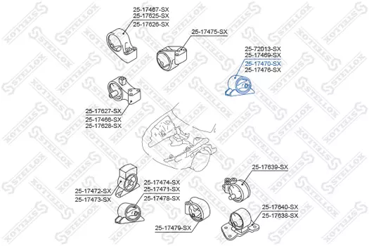 Подушка крепления двигателя STELLOX 25-17470-SX