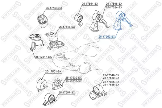 Подушка крепления двигателя STELLOX 25-17552-SX