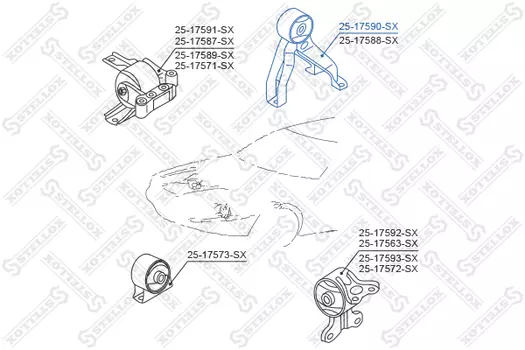 Подушка крепления двигателя STELLOX 25-17590-SX