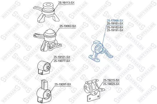 Подушка крепления двигателя STELLOX 25-17998-SX