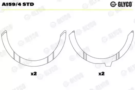 полукольца упорные к-т 4 шт. STD !-1x\MAN 2866/67 Euro3 99-> A159/4 STD GLYCO