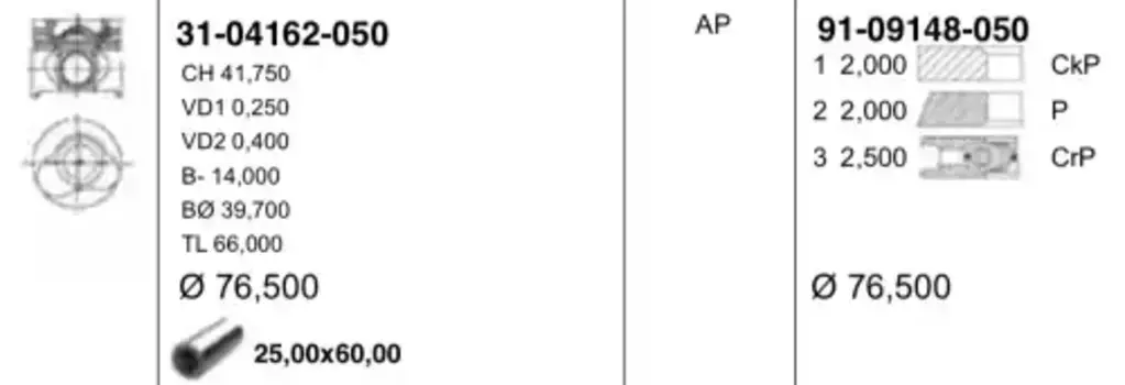поршень в сборе! поршень+кольца +0.50\ Renault Clio/Kangoo/Megane 1.5DCi 01> 31-04162-050 YENMAK