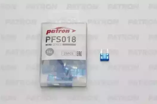 Предохранитель пласт.коробка 25шт MINI Fuse 15A голубой PFS018 PATRON