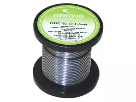 припой! ПОС 61 трубка, катушка Ф1,5мм, с канифолью,100г\ 30099 ВЕКТА 21 ВЕК