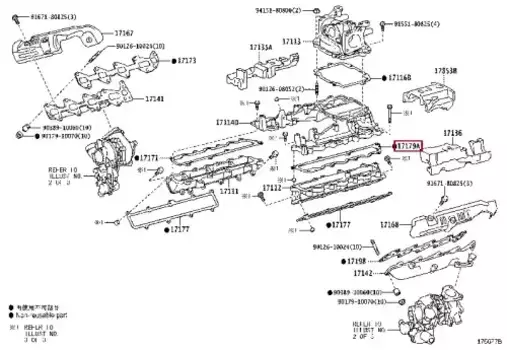 прокладка коллектора впускного!\ Toyota Land Cruiser 07> 17179-51010 TOYOTA / LEXUS