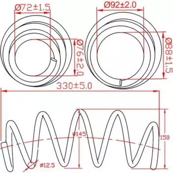 Пружина подвески передней Honda Civic 5D, L330-D145-t12,5 Z48080R ZIKMAR