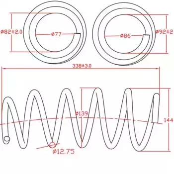 Пружина подвески передней VW Passat B6, B7, Passat CC, L339-D139-t12,75 Z48157R ZIKMAR