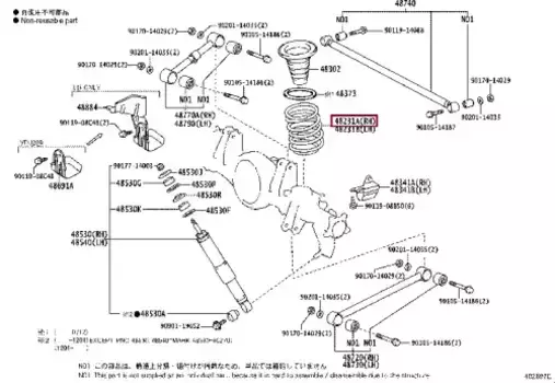 пружина задняя правая!\ Toyota Land Cruiser 200 4.6, Lexus LX470D/570 07-15 4823160E10 TOYOTA / LEXUS