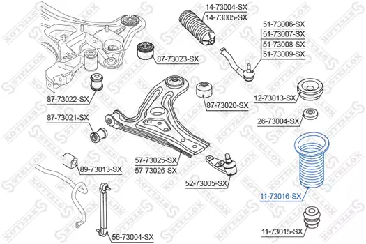 пыльник амортизатора переднего!\ Daewoo Kalos 02> 11-73016-SX STELLOX