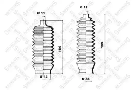 пыльник рейки рулевой левый! без г/у\ Mitsubishi Galant E11A-E16A 84-87 14-72005-SX STELLOX