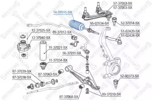 пыльник рейки рулевой! с г/у\ Honda Prelude BB 91-01 14-37015-SX STELLOX