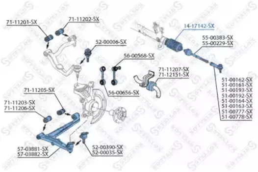 пыльник рейки рулевой!\ VW T4 all 91> 14-17142-SX STELLOX