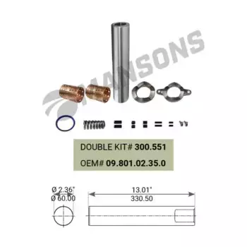 р/к шкворня на ось! втулки, крышки, пружина\ BPW SN42 300551 MANSONS