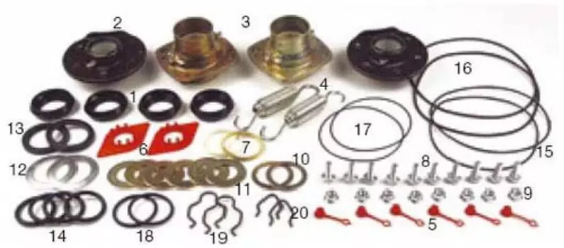 р/к торм вала !(мпр) на ось (полный)опоры+пыльники+стопора+пруж+кольца+монт. к-т\SKRS 98-> 075.542 SAMPA