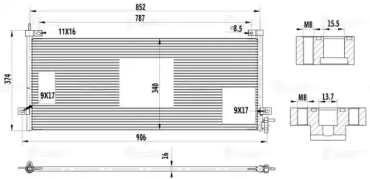 Радиатор кондиционера (конденсатор) LUZAR LRAC 1071