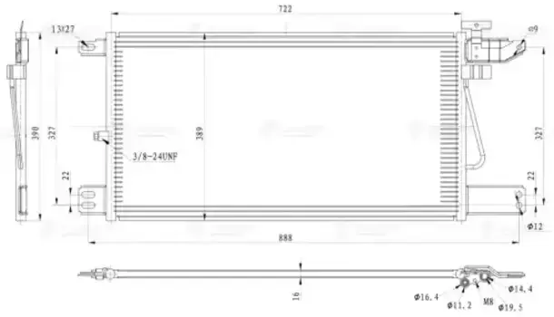 Радиатор кондиционера (конденсатор) LUZAR LRAC 2804