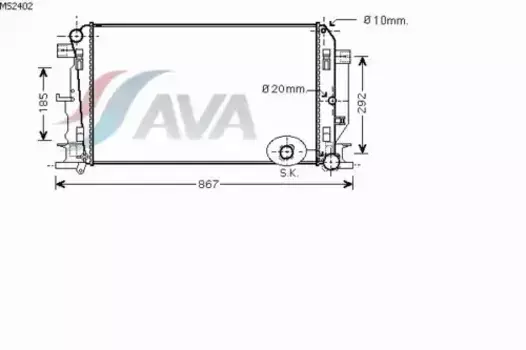 Радиатор системы охлаждения двигателя AVA MS2402