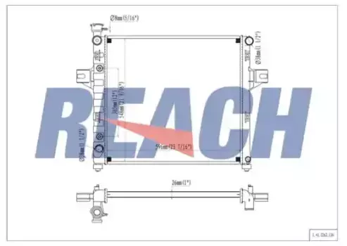 Радиатор системы охлаждения двигателя REACH 1.41.2262.126